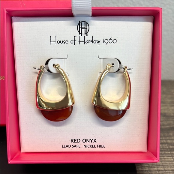 House of Harlow 1960 Red Onyx Earrings ✨ - Picture 1 of 5
